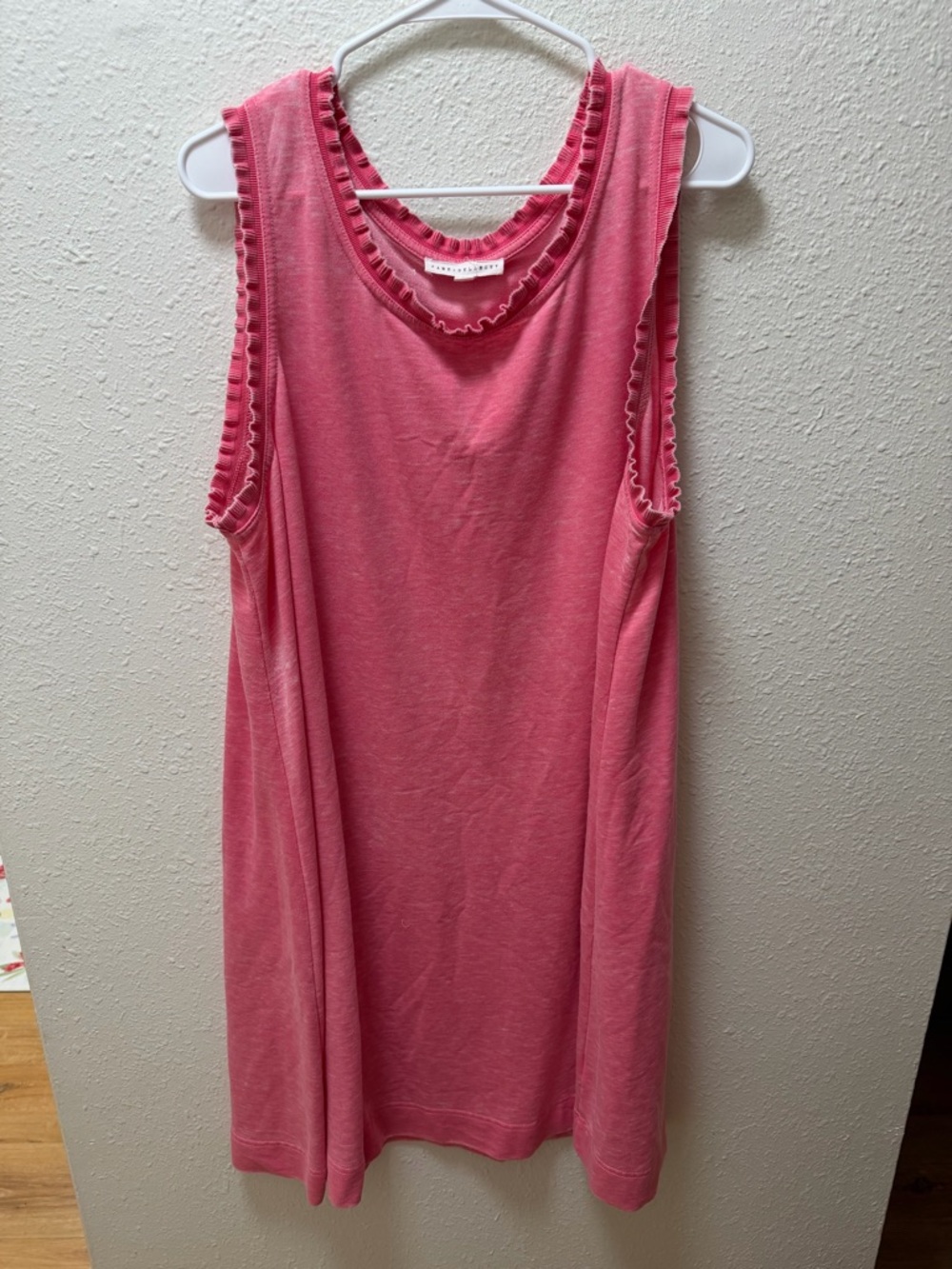 Jane and Delancey Pink Sleeveless Midi Dress with Ruffle Trim